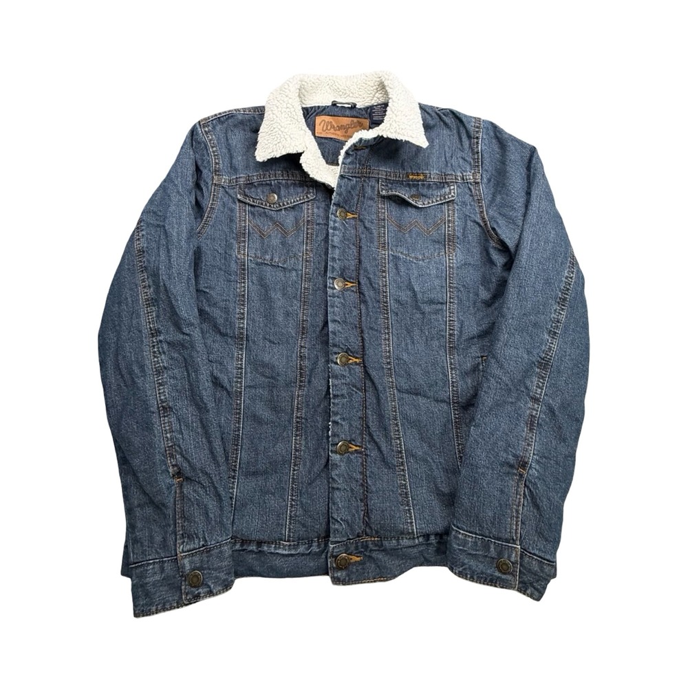 Wrangler Denim Jacket Boys XL Blue Sherpa Lined Authentic Western Cotton Western